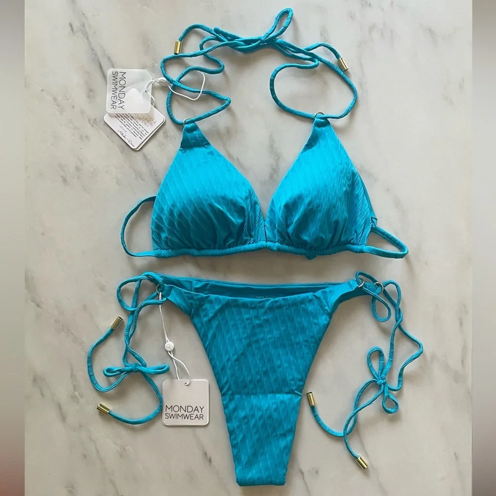 MONDAY SWIMWEAR Hanalei Set in Sea Texture